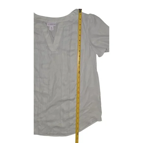 Liz Claiborne Womens Seagreen Pleated Short Sleeve Blouse XS - Picture 6 of 7